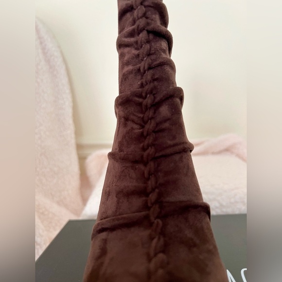 NIB Dolls Kill Current Mood Simmer Down Platform Boots faux Suede Back Zipper - Picture 3 of 15